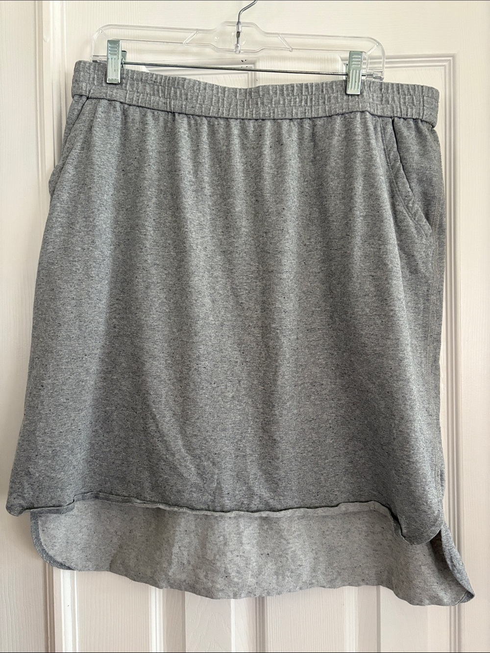 Eileen Fisher Women's Gray Casual Elastic Waist Hi Lo Organic Cotton Skirt